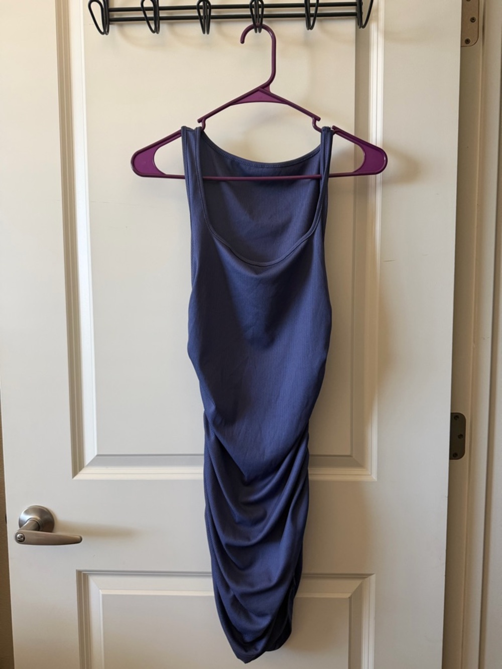 Sleeveless Ruched Bodycon Dress in Slate Blue